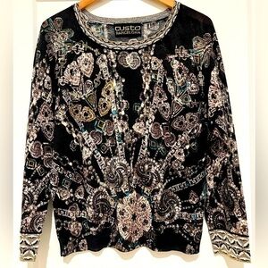Vintage Custo Barcelona Metallic Grande Jewel Sweater Wool Lightweight / Med